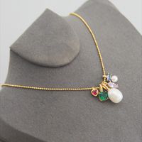 Elegant Square Heart Shape Freshwater Pearl Copper Inlay Zircon Pendant Necklace main image 5