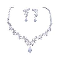 Elegant Water Droplets Alloy Inlay Crystal Rhinestones Women's Earrings Necklace main image 4