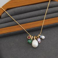 Elegant Square Heart Shape Freshwater Pearl Copper Inlay Zircon Pendant Necklace main image 3