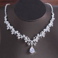 Elegant Water Droplets Alloy Inlay Crystal Rhinestones Women's Earrings Necklace main image 2