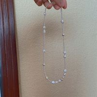 Simple Style Round Sterling Silver Beaded Pearl Necklace sku image 1