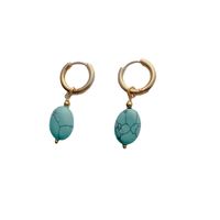 1 Pair Retro Water Droplets Stainless Steel Natural Stone Plating Drop Earrings main image 3