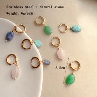 1 Pair Retro Water Droplets Stainless Steel Natural Stone Plating Drop Earrings main image 2