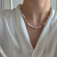 Simple Style Round Sterling Silver Beaded Pearl Necklace main image 1