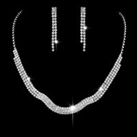 Glam Water Droplets Tassel Rhinestone Copper Women's Bracelets Earrings Necklace sku image 23