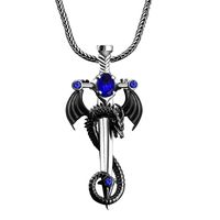 Hip-hop Cross Dragon Alloy Plating Inlay Artificial Gemstones Unisex Pendant Necklace sku image 6