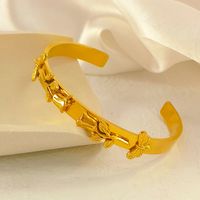 Wholesale Elegant Rose Titanium Steel 18k Gold Plated Cuff Bracelets main image 5