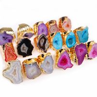 Casual Irregular Crystal Agate Gold Plated Crystal Wholesale Open Ring main image 1