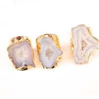 Casual Irregular Crystal Agate Gold Plated Crystal Wholesale Open Ring main image 6