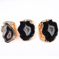 Casual Irregular Crystal Agate Gold Plated Crystal Wholesale Open Ring main image 5