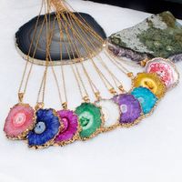 Casual Irregular Agate Brass Gold Plated Natural Stone Wholesale Necklace Pendant main image 1