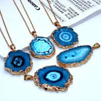 Casual Irregular Agate Brass Gold Plated Natural Stone Wholesale Necklace Pendant sku image 5