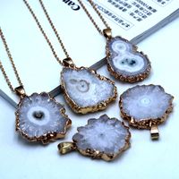 Casual Irregular Agate Brass Gold Plated Natural Stone Wholesale Necklace Pendant sku image 1