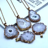 Décontractée Irrégulier Agate Laiton Plaqué Or Pierre Naturelle De Gros Collier Pendentif sku image 1