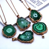 Casual Irregular Agate Brass Gold Plated Natural Stone Wholesale Necklace Pendant sku image 4
