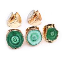 Casual Irregular Agate Brass Natural Stone Wholesale Open Ring main image 5