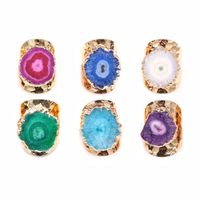 Casual Irregular Agate Brass Natural Stone Wholesale Open Ring main image 4