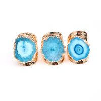 Exaggerated Irregular Flower Gem Metal Gold Plated Gem Crystal Wholesale Open Ring main image 6