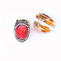 Ethnic Style Oval Natural Stone Open Ring sku image 3