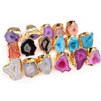 Casual Irregular Agate Brass Natural Stone Wholesale Open Ring main image 1