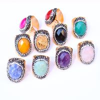 Casual Irregular Agate Brass Natural Stone Wholesale Open Ring main image 3