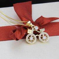 Hot Sale Zirconium Belt Bicycle Necklace sku image 1