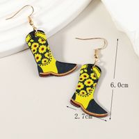 Wholesale Jewelry 1 Pair Funny Cowboy Boot Chrysanthemum Arylic Alloy Drop Earrings main image 3