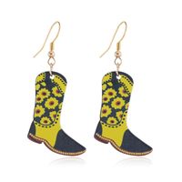 Wholesale Jewelry 1 Pair Funny Cowboy Boot Chrysanthemum Arylic Alloy Drop Earrings sku image 1
