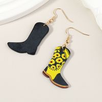 Wholesale Jewelry 1 Pair Funny Cowboy Boot Chrysanthemum Arylic Alloy Drop Earrings main image 4