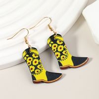Wholesale Jewelry 1 Pair Funny Cowboy Boot Chrysanthemum Arylic Alloy Drop Earrings main image 1
