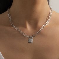Fashion Simple Micro-inlaid Lock Pendant Necklace sku image 1