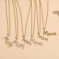 Wholesale MAMA Letter 304 Stainless Steel Copper Plating Inlay Zircon Necklace main image 1