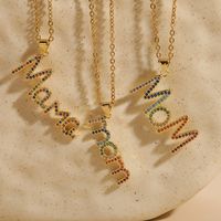 Wholesale MAMA Letter 304 Stainless Steel Copper Plating Inlay Zircon Necklace main image 9