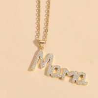 Wholesale MAMA Letter 304 Stainless Steel Copper Plating Inlay Zircon Necklace sku image 2