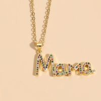 Wholesale MAMA Letter 304 Stainless Steel Copper Plating Inlay Zircon Necklace sku image 5
