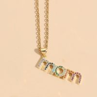 Wholesale MAMA Letter 304 Stainless Steel Copper Plating Inlay Zircon Necklace sku image 3