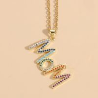 Wholesale MAMA Letter 304 Stainless Steel Copper Plating Inlay Zircon Necklace sku image 6