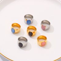 Titanium Steel 18K Gold Plated Simple Style Inlay Round Zircon Rings main image 6