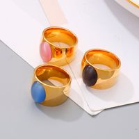 Titanium Steel 18K Gold Plated Simple Style Inlay Round Zircon Rings main image 2