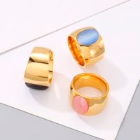 Titanium Steel 18K Gold Plated Simple Style Inlay Round Zircon Rings main image 3