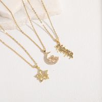 Mama Letter Star Heart Shape Copper Plating Inlay Zircon 14k Gold Plated Necklace main image 4