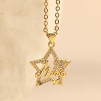 Mama Letter Star Heart Shape Copper Plating Inlay Zircon 14k Gold Plated Necklace sku image 1