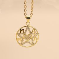 Mama Letter Star Heart Shape Copper Plating Inlay Zircon 14k Gold Plated Necklace sku image 2