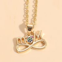 Mama Letter Star Heart Shape Copper Plating Inlay Zircon 14k Gold Plated Necklace sku image 4