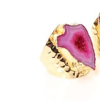 Casual Irregular Agate Brass Natural Stone Wholesale Open Ring sku image 2