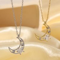 Elegant Star Moon Copper Plating Inlay Zircon 14k Gold Plated Necklace main image 9