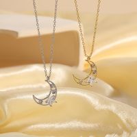 Elegant Star Moon Copper Plating Inlay Zircon 14k Gold Plated Necklace main image 8