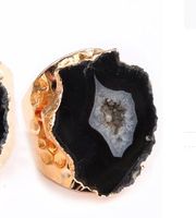 Casual Irregular Agate Brass Natural Stone Wholesale Open Ring sku image 5