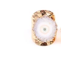 Casual Irregular Agate Brass Natural Stone Wholesale Open Ring sku image 12