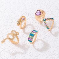 Elegant Heart Shape Snake Rectangle Rhinestones Zircon Alloy Wholesale Rings main image 7